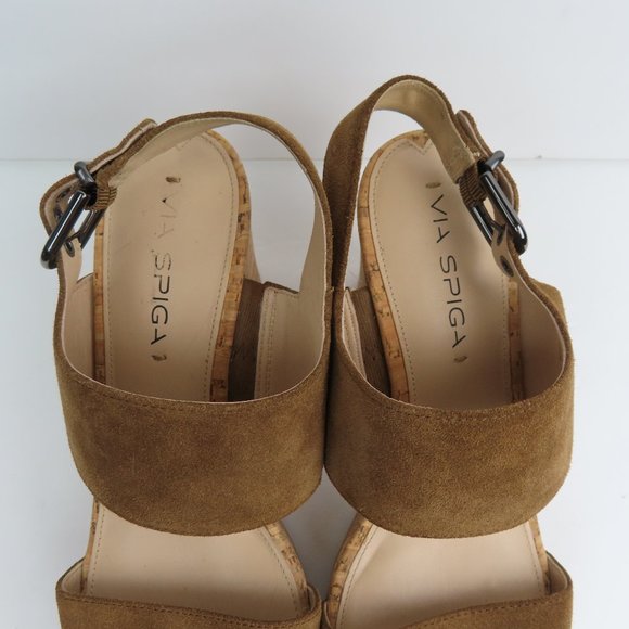 Via Spiga Cork Wedge Suede Sandals, Size 9 M - Picture 4 of 10
